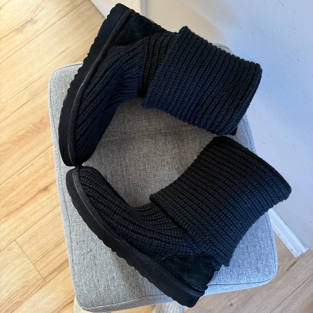 UGG Black Knit Boots with Button Accents - Picture 3 of 8